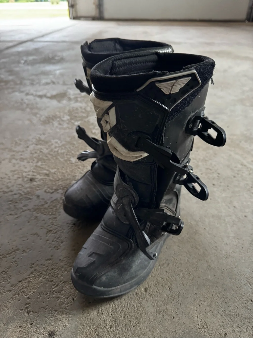Kids Black Motocross Boots with White Accents